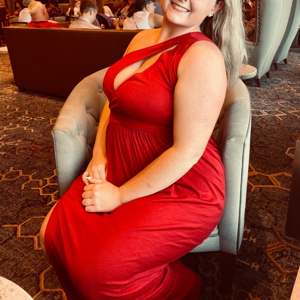 large red shein maxi dress